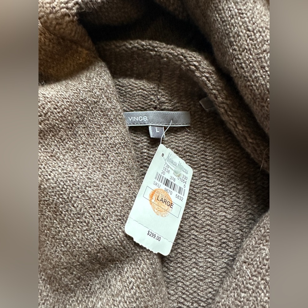 Vince Open Front Hooded Sweater Sz L Wool  Alpaca Cashmere Color-bloc Striped KC - Picture 2 of 5